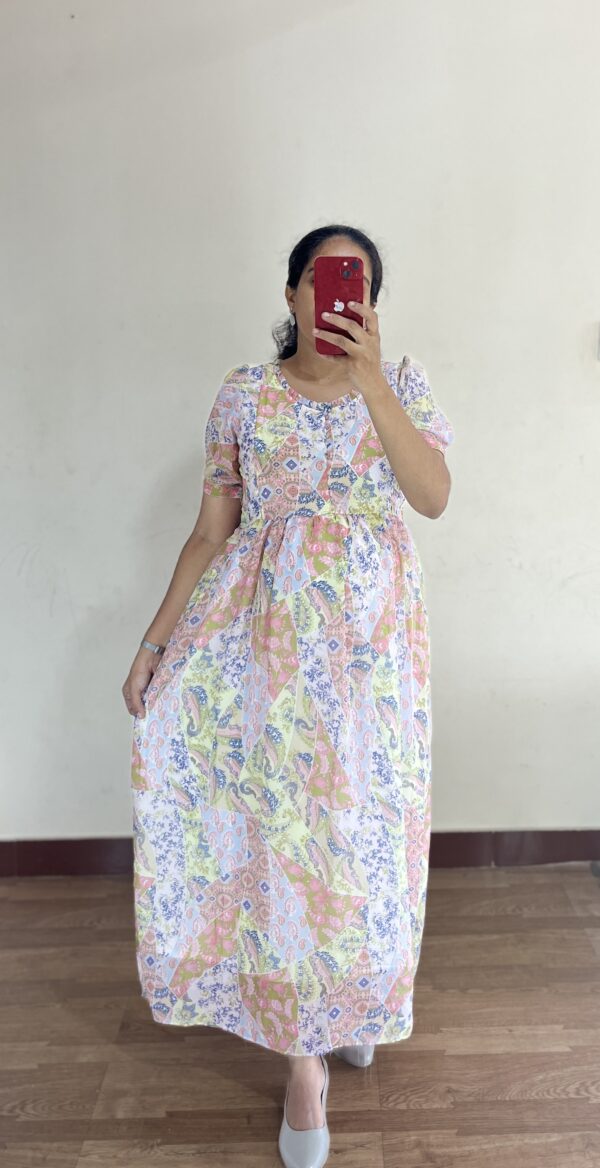 Georgette Maternity/Feeding Kurti -Frill Neck- White Mango