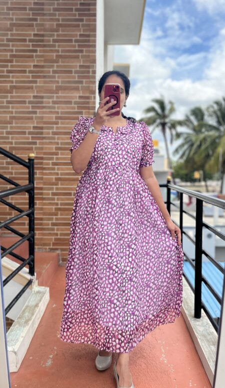 Georgette Maternity/Feeding kurti - Purple Mirror