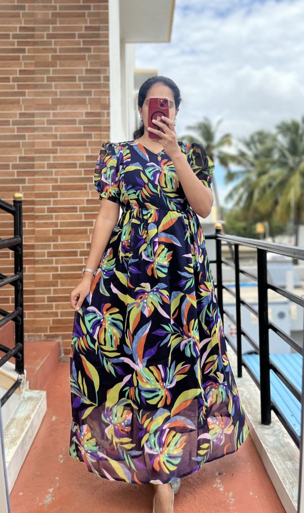 Georgette Maternity/Feeding kurti - Split Leaf