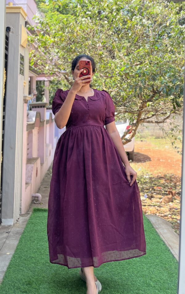 Georgette Maternity/Feeding kurti -Peter Pan - Maroon Butta