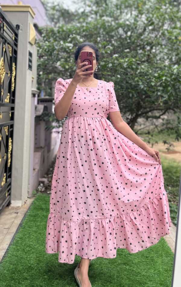 Maternity/Feeding kurti -Crepe - onion pink star