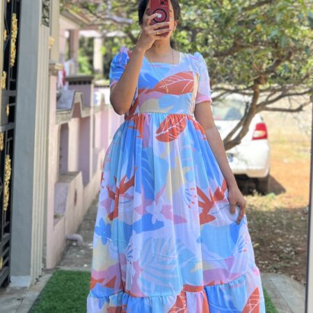 Georgette Maternity/ Feeding Maxi - 2tier - Sakshi