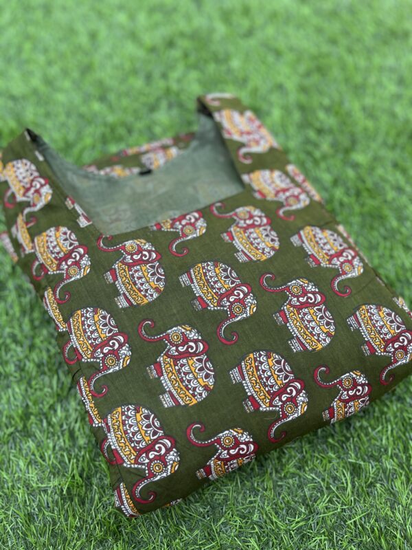 Cotton Maternity/Feeding kurti - SS - Green Elephant - Image 2