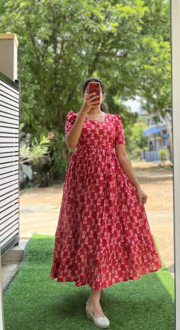 Cotton Maternity/Feeding kurti - SS - Cherry - Image 3