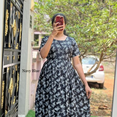 Maternity/Feeding kurti - Rayon spring Navy