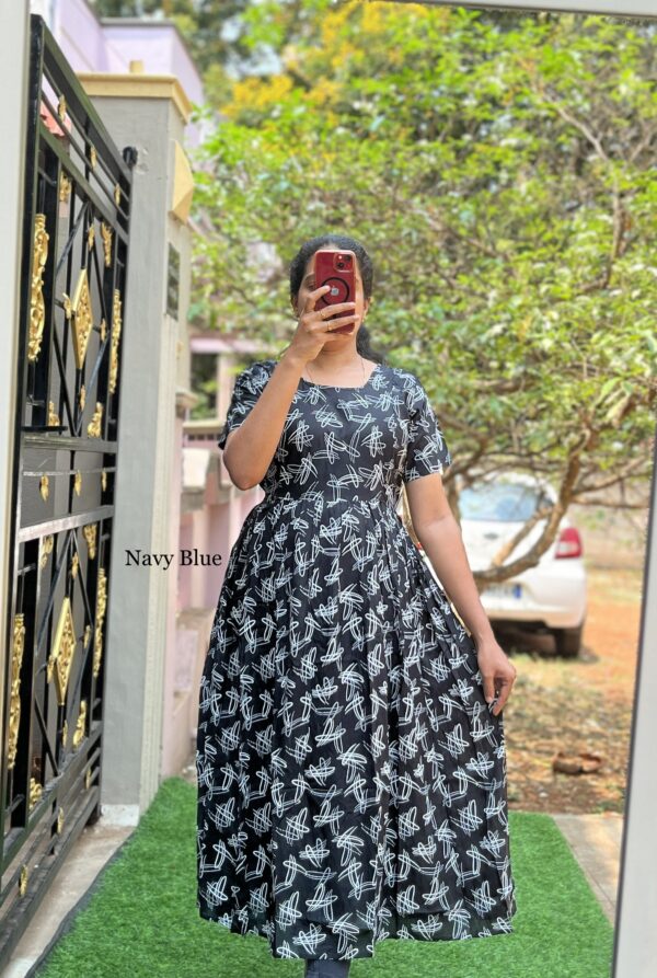 Maternity/Feeding kurti - Rayon spring Navy
