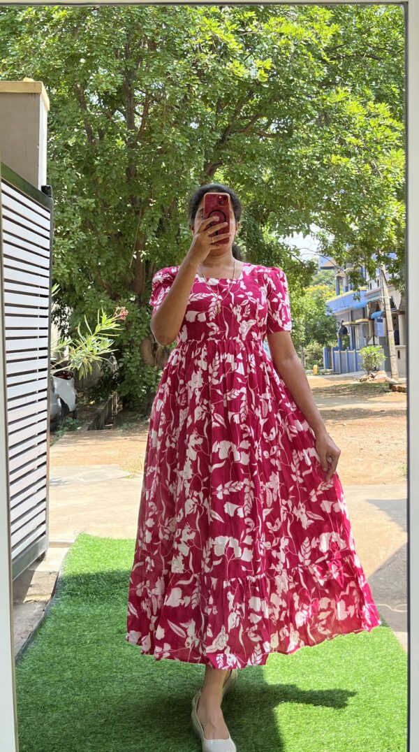 Cotton Maternity/Feeding kurti - SS - Reddish Pink - Image 2