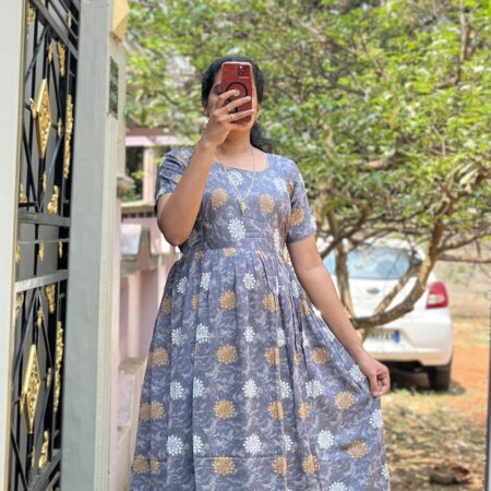 Maternity/Feeding kurti - Rayon Rangoli Grey