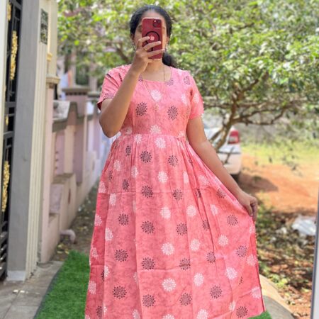 Maternity/Feeding kurti - Rayon Rangoli L.pink