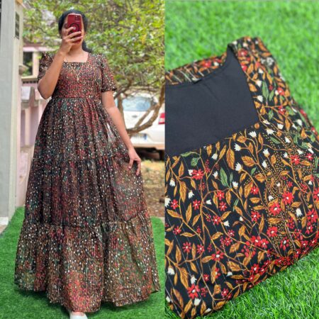 Georgette Maternity/ Feeding Maxi - 3tier - Floral