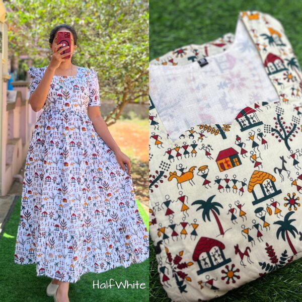 Cotton Maternity/Feeding kurti - SS - Warli Art
