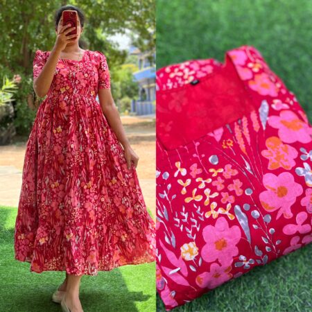Cotton Maternity/Feeding kurti - SS - Red