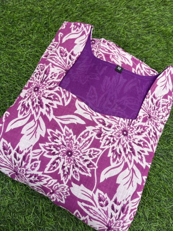Cotton Maternity/Feeding kurti - SS - Cotton Purple - Image 3