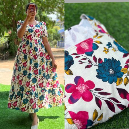 Cotton Maternity/Feeding kurti - SS - White Daisy