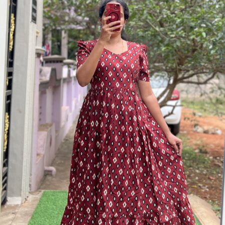 Cotton Maternity/ Feeding Maxi - PureCotton - Diamond Maroon