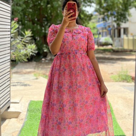 Georgette Maternity/Feeding kurti - PeterPan - Pinky