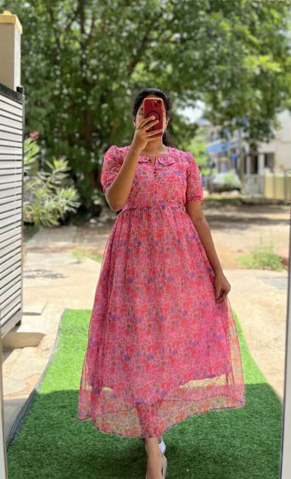 Georgette Maternity/Feeding kurti - PeterPan - Pinky