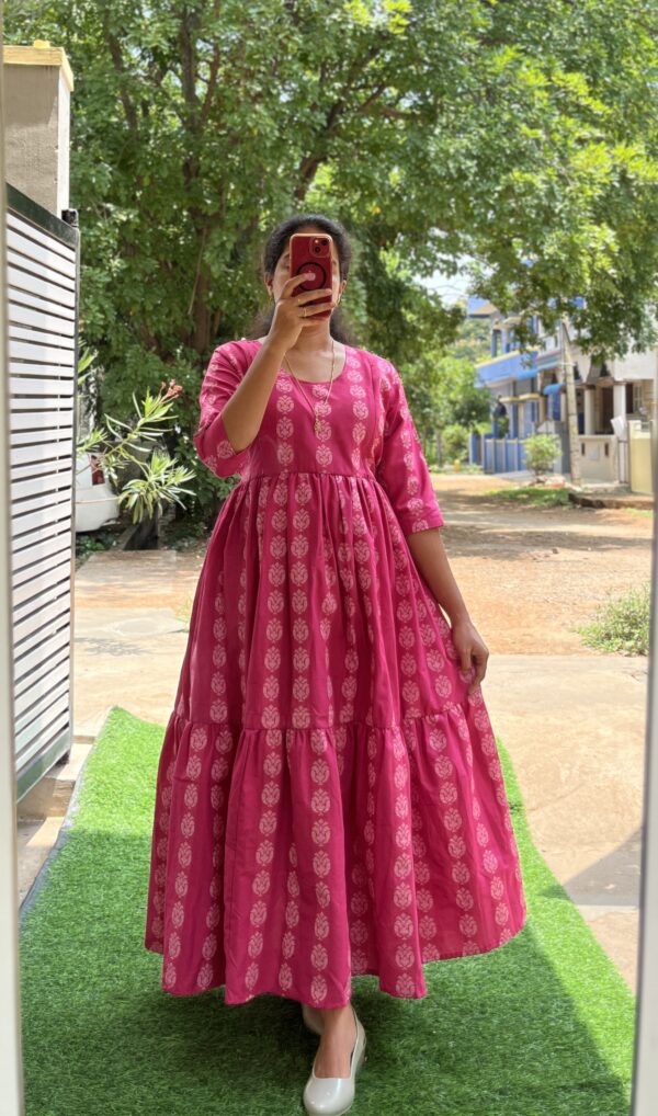 Cotton Maternity/Feeding kurti - Handloom Pink - Image 2