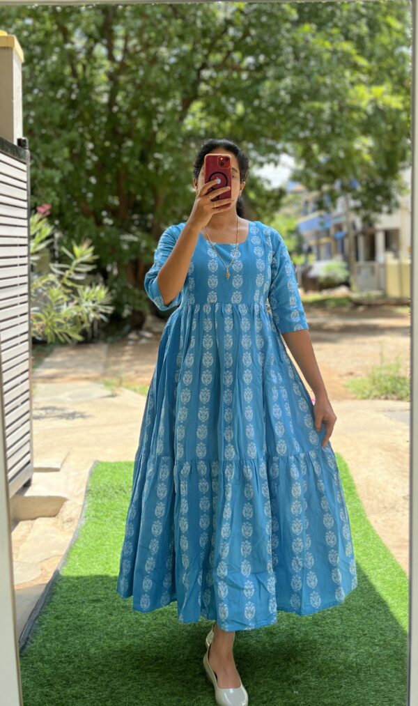 Cotton Maternity/Feeding kurti - Handloom Skyblue - Image 3