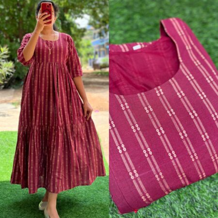 Cotton Maternity/Feeding kurti - Handloom Maroon