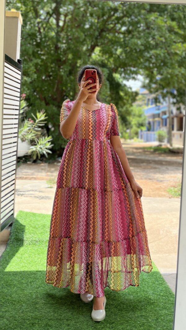 Georgette Maternity/ Feeding Maxi - 3tier - zigzag