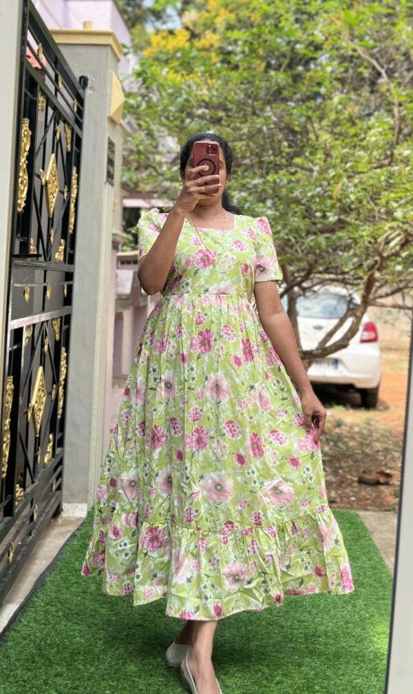 Cotton Maternity/Feeding kurti - SS - Light Green - Image 3