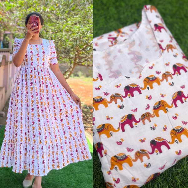 Cotton Maternity/ Feeding Maxi - SS MiniElephant