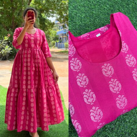Cotton Maternity/Feeding kurti - Handloom Pink