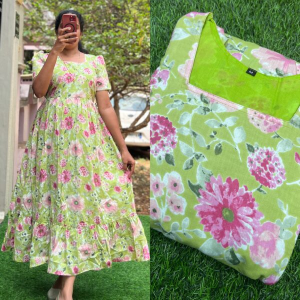 Cotton Maternity/Feeding kurti - SS - Light Green