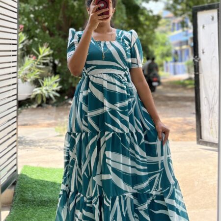 Georgette Maternity/ Feeding Maxi - 3tier -Waves