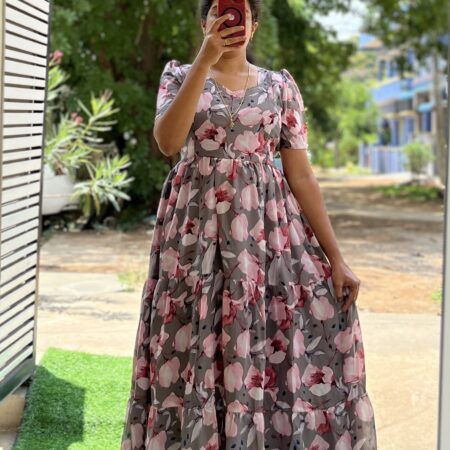 Georgette Maternity/ Feeding Maxi - 3tier - Grey