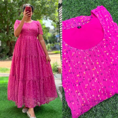 Georgette Maternity/ Feeding Maxi - 3tier - Pink Lurex