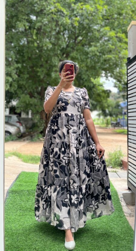 Georgette Maternity/ Feeding Maxi - 3tier - Dots