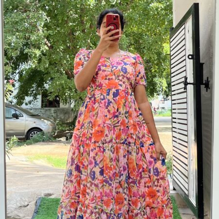 Georgette Maternity/ Feeding Maxi - 3tier - Orange