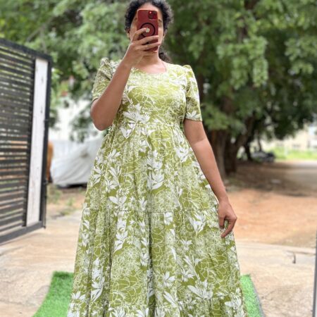 Delta Crush Maternity/Feeding kurti - 3tier- Delta Alpha L.green