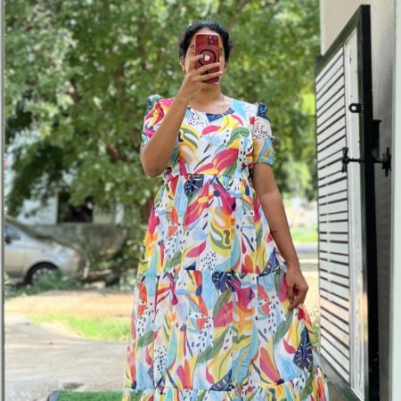 Georgette Maternity/ Feeding Maxi - 3tier -Multi