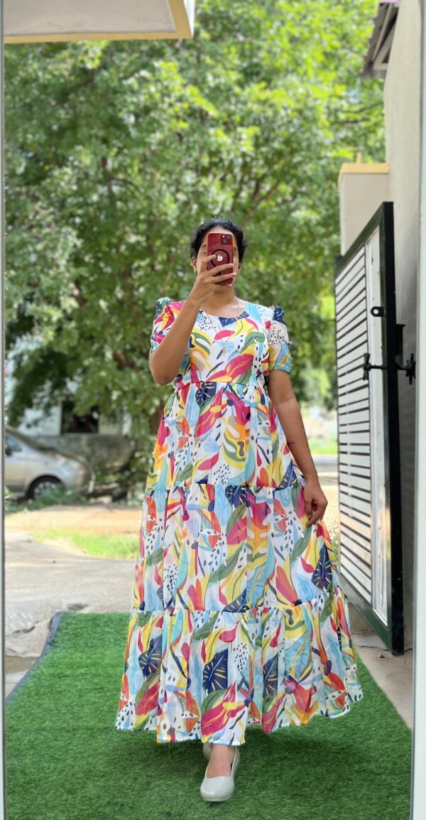 Georgette Maternity/ Feeding Maxi - 3tier -Multi