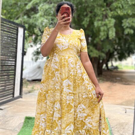 Delta Crush Maternity/Feeding kurti - 3tier- Delta Alpha Yellow