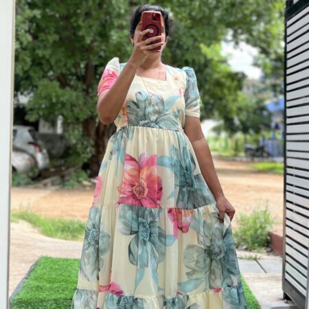 Georgette Maternity/ Feeding Maxi - 3tier - Creamy