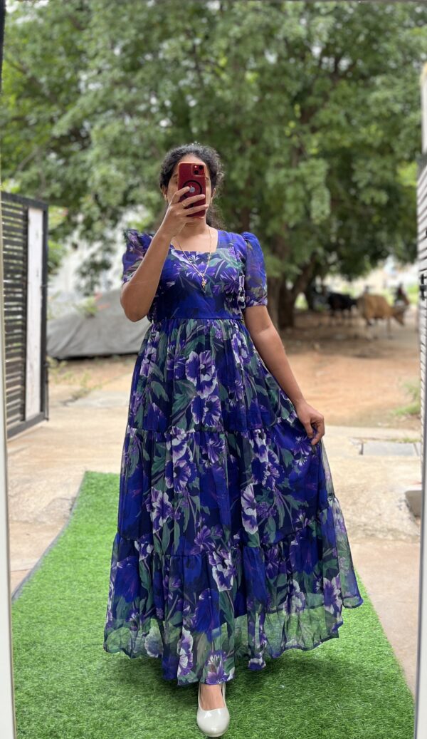 Georgette Maternity/ Feeding Maxi - 3tier - Brinjal - Image 2