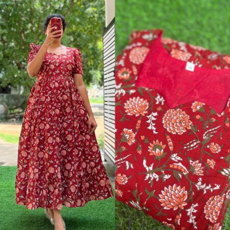Cotton Maternity/Feeding kurti - SS -  Red Garden