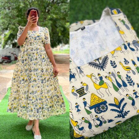 Cotton Maternity/Feeding kurti - SS - Warli Art