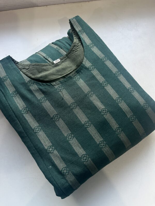Cotton Maternity/Feeding kurti - Handloom Dark Green - Image 2