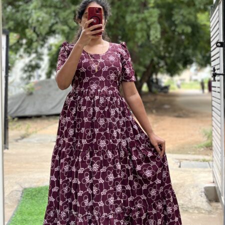 Georgette Maternity/ Feeding Maxi - 3tier - Maroon