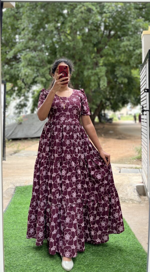 Georgette Maternity/ Feeding Maxi - 3tier - Maroon
