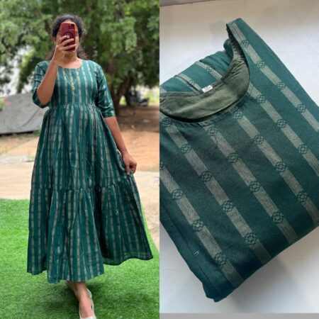 Cotton Maternity/Feeding kurti - Handloom Dark Green