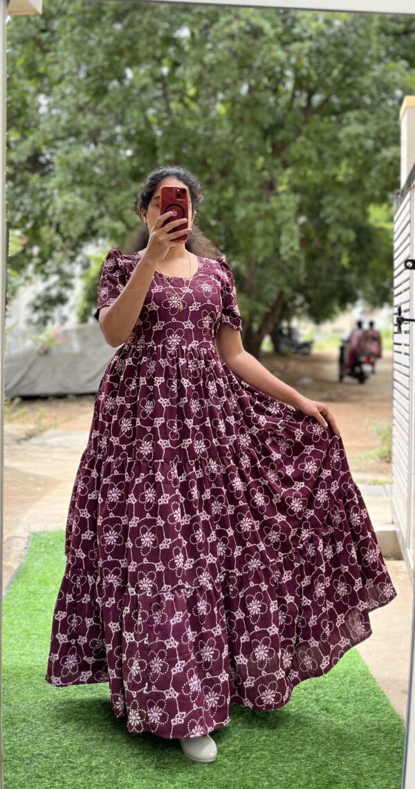 Georgette Maternity/ Feeding Maxi - 3tier - Maroon - Image 2