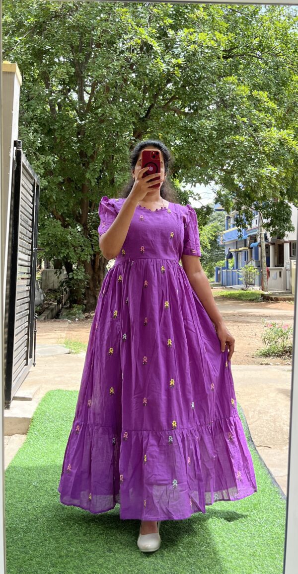 Cotton Maternity/Feeding kurti - Kora Cotton Purple