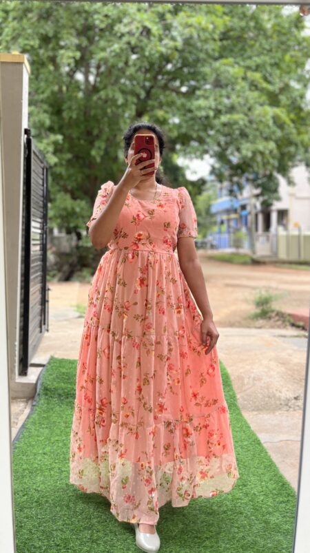 Georgette Maternity/ Feeding Maxi - 3tier - Butta Orange
