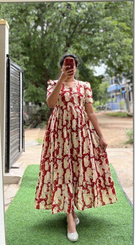 Cotton Maternity/Feeding kurti - SS - Cow Red